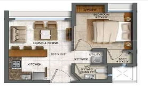 Prestige Finsbury Park 1 Bhk Apartment Floor Plan